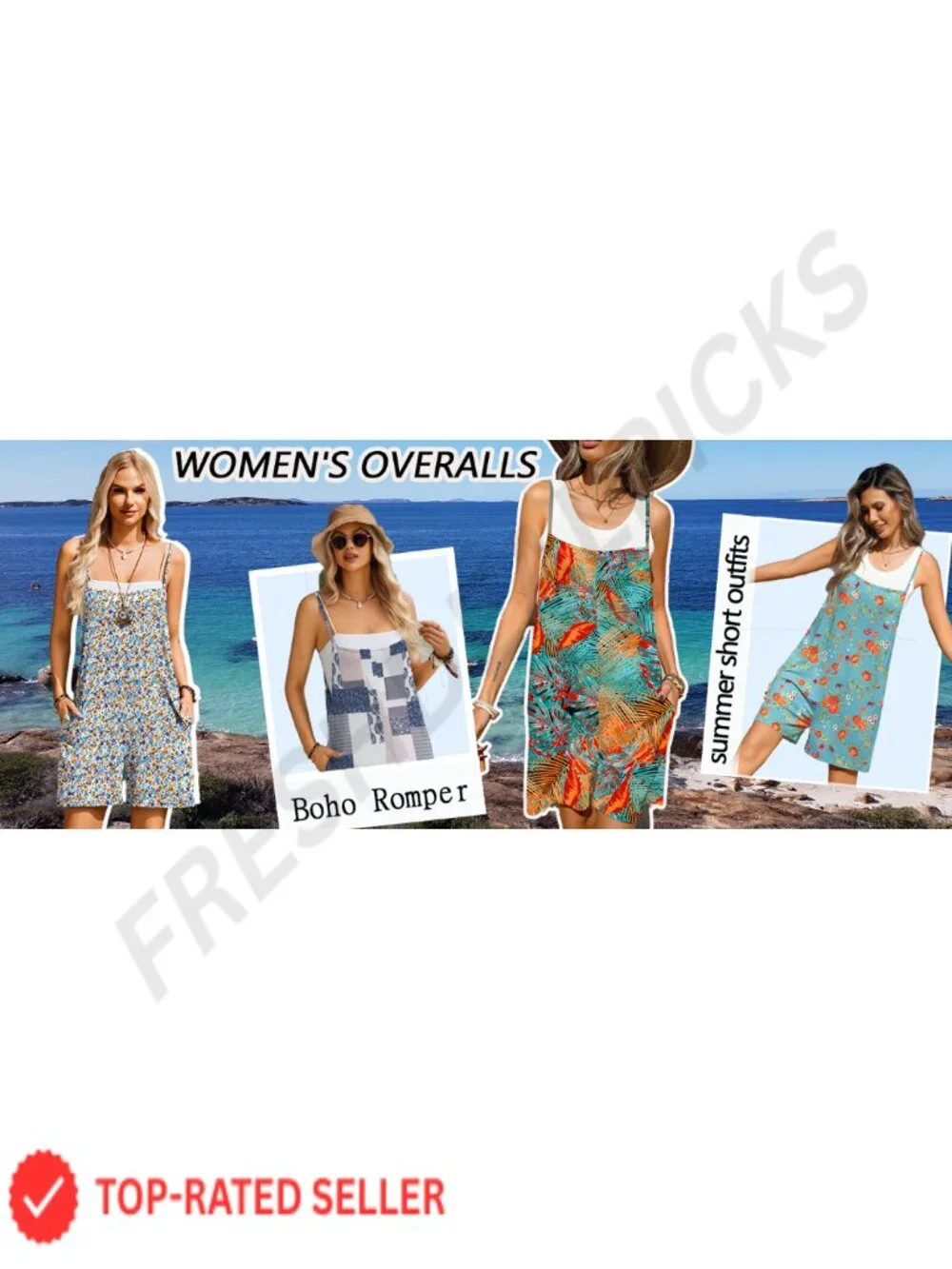 Floral Romper with Pockets Adjustable Straps Casual Summer Vacation Outfit